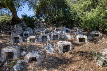 Stone beehives near the monastery of Agios Nikolaos Nira